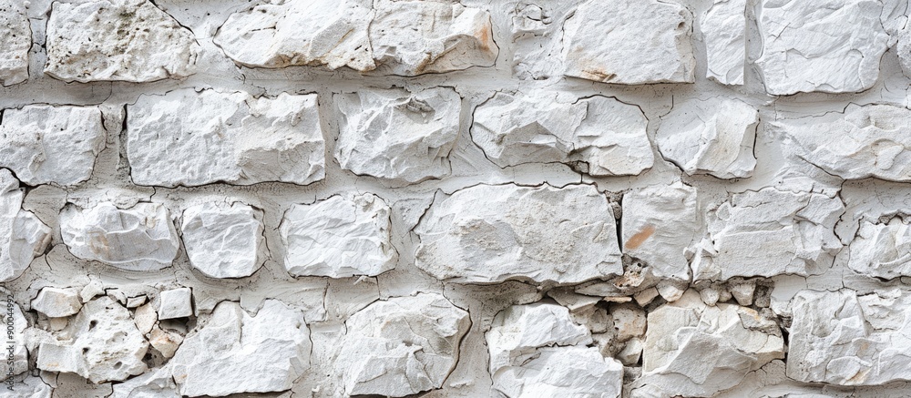 Poster whitewashed stone wall with white paint creates a textured pattern for a background perfect for a co