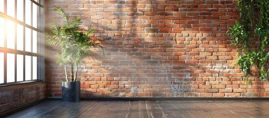 Create a unique concept by customizing a brick wall with copy space image