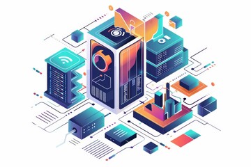 Fototapeta premium Conceptual Technology Flat Illustration created with Generative AI
