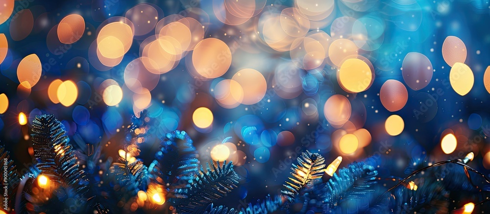 Leinwandbilder christmas and new year celebration atmosphere with a blue festive background featuring defocused bok