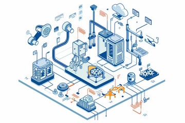 Fototapeta premium Conceptual Technology Flat Illustration created with Generative AI