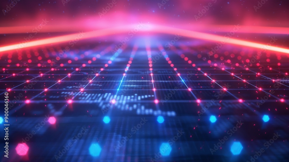 Sticker holographic grid - a grid pattern with holographic effects and glowing lines