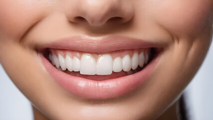 Dental health close up woman smile. Generative AI