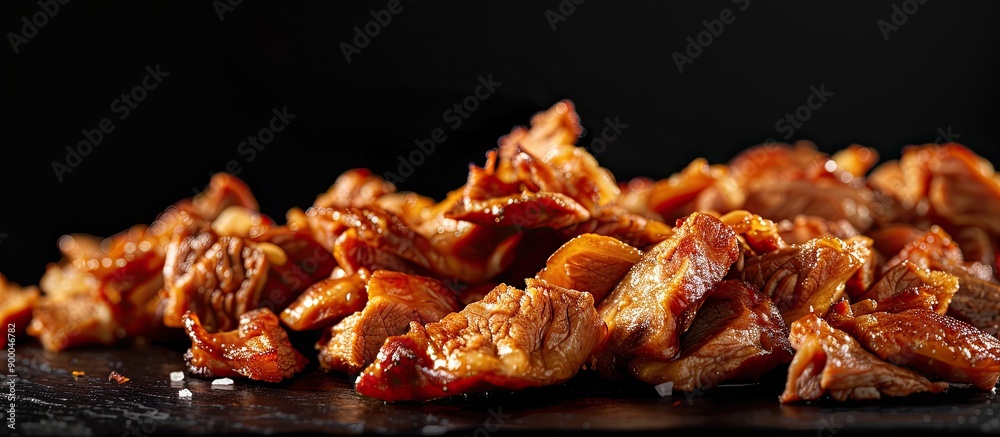Aufkleber Close up image of pork caps on black background with copy space a favored snack in Asia
