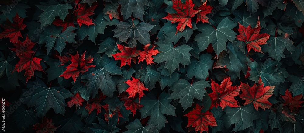 Canvas Prints maple leaves amidst a copy space image