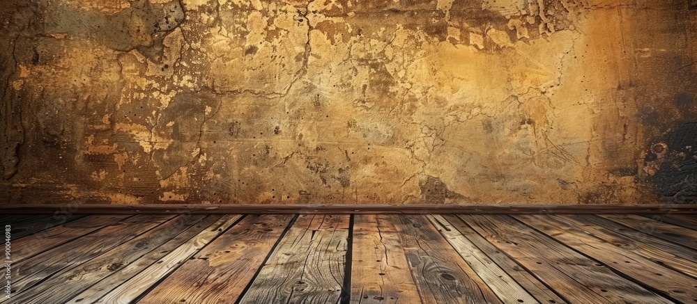 Leinwandbilder rustic grungy floor with an antique wooden panel in an isolated setting with an empty composition pe