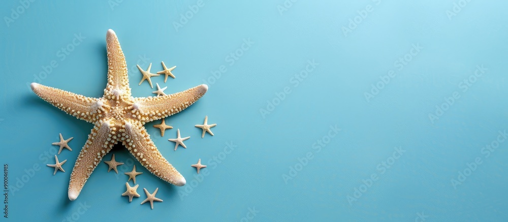 Poster starfish on a serene blue background with ample copy space image