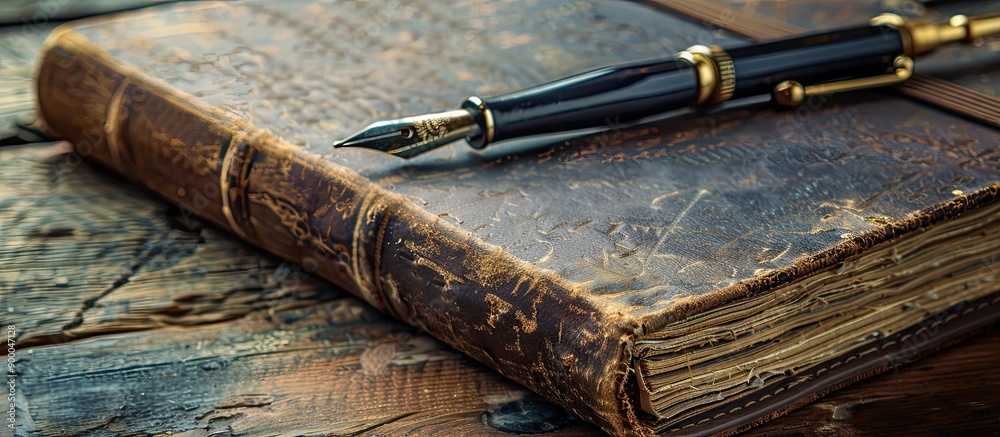 Aufkleber An antique themed close up image of a notebook with space for text or graphics. with copy space image. Place for adding text or design
