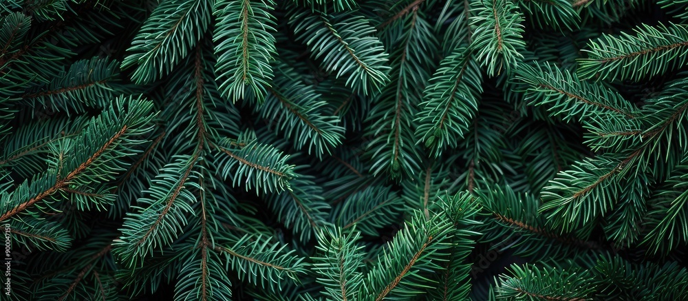 Poster Festive Christmas fir tree background with ample copy space image showcasing the texture of the branches
