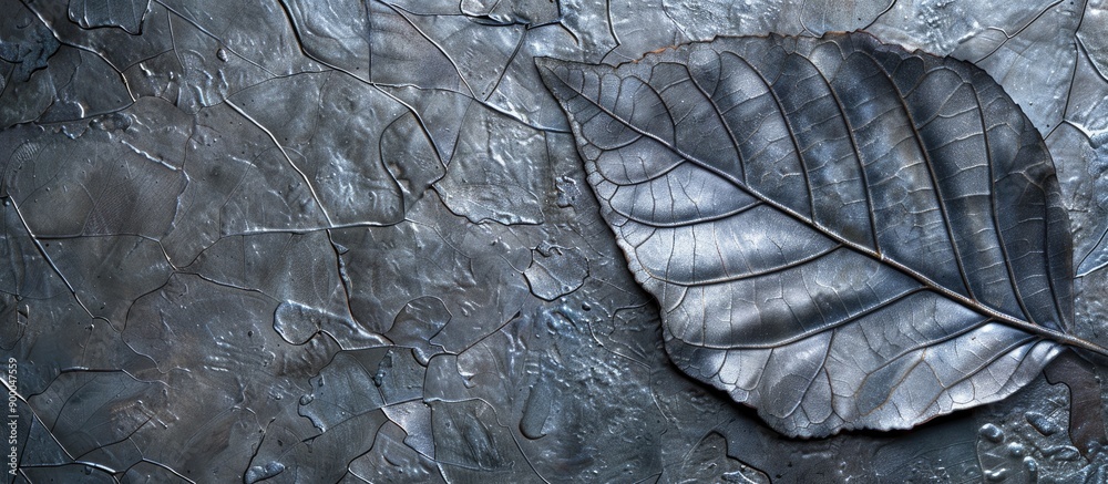 Aufkleber Iron profile texture on a gray metal leaf background with copy space image