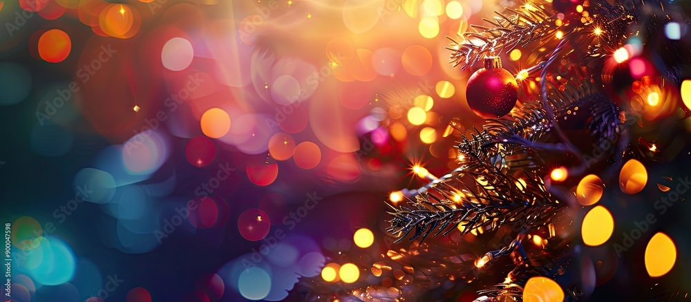 Aufkleber festive christmas background with glowing colorful lights and copy space image encompassing the esse