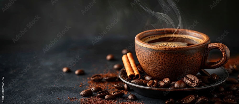 Leinwandbilder homemade coffee cup with coffee on a dark background creating a cozy atmosphere ideal for use in des