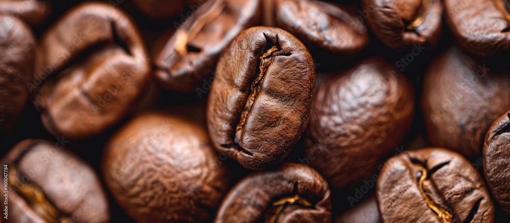 Aufkleber close up of a textured brown coffee beans with copy space image