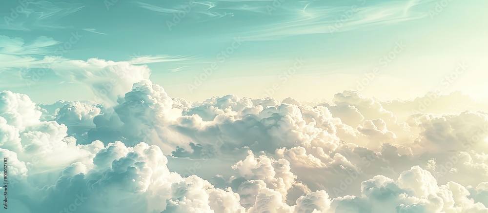 Aufkleber a serene blue sky with fluffy white clouds creating a picturesque copy space image