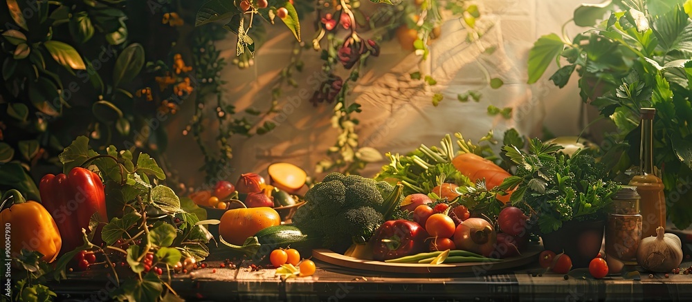Poster at my place boroco foliage transforms into savory vegetable dishes displayed against a backdrop of c