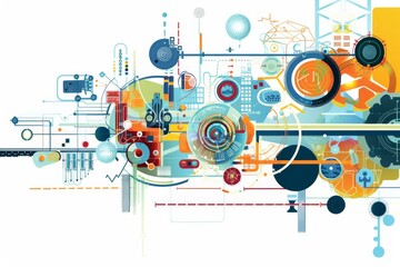 Obraz premium Conceptual Technology Flat Illustration created with Generative AI