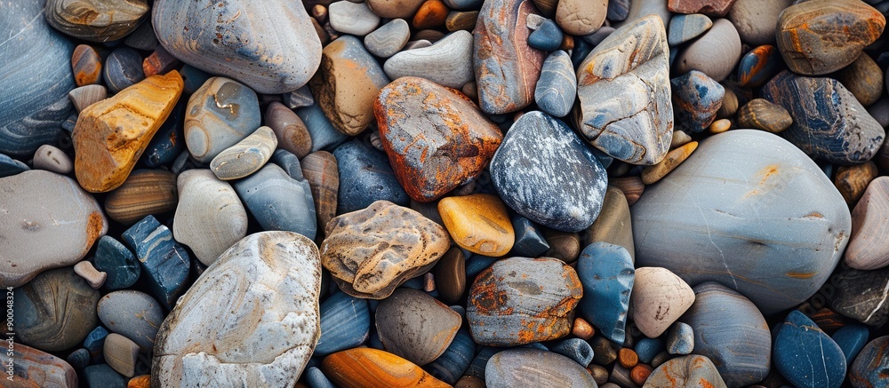 Aufkleber background of rippled rocks showing a close up view of natural rough stones includes copy space imag
