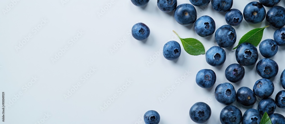 Leinwandbilder Blueberries showcased on a white backdrop with ample copy space for customization on the image