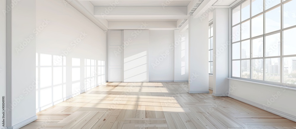 Poster Spacious room in an apartment with ample light and a blank area for displaying a copy space image