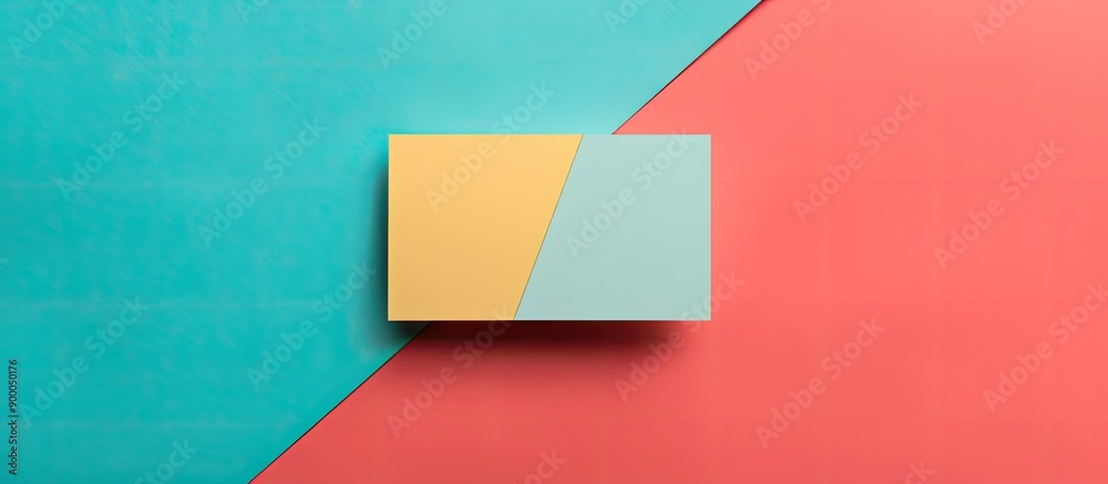 Poster A business card mockup displayed on a colorful background in a flat lay style with copy space for text