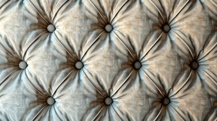 Fototapeta premium Fabric Upholstery : Padded wall with soft fabric upholstery in a neutral color