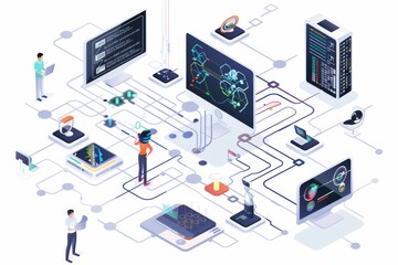 Fototapeta premium Conceptual Technology Flat Illustration created with Generative AI