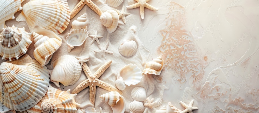 Poster Paper featuring seashells as a background for your text with copy space image