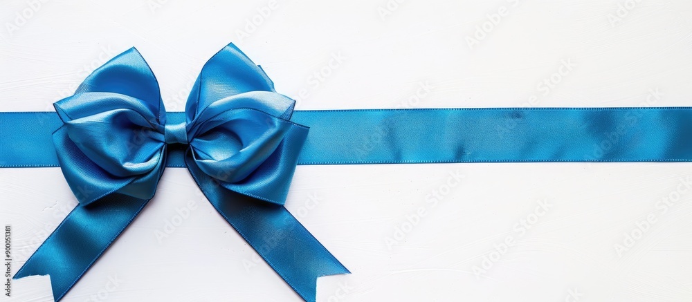 Aufkleber blue bow on a white backdrop with copy space image