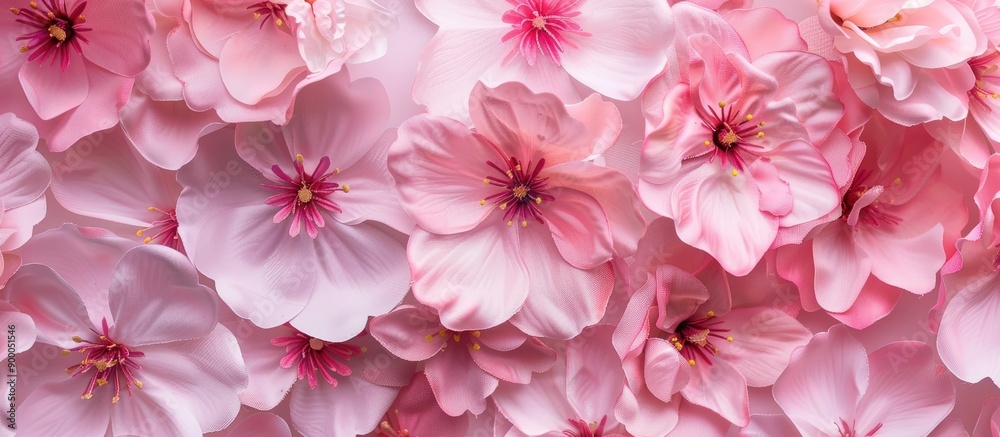 Fototapete Floral pattern with multiple blossoms arranged as a background for copy space image suitable for decorative purposes like wallpaper wedding decor or a romantic vintage theme