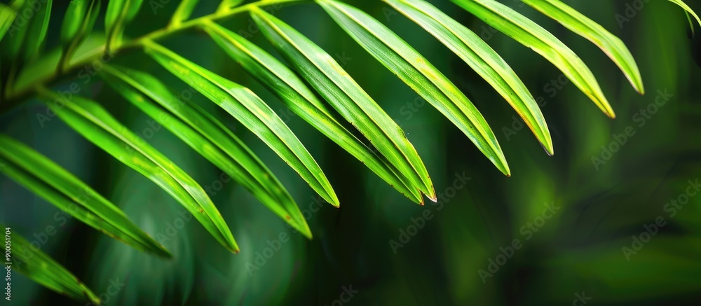 Aufkleber photo of a palm tree s green leaf with copy space image available