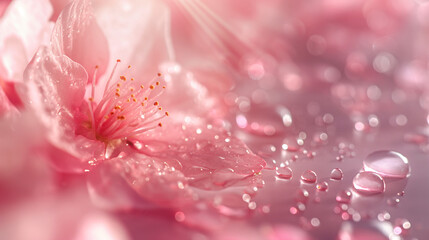 peach blossom, water, crystal clear, water droplets, give the skin a natural glow, dreamy feeling, ultra-clear, bright tones, overall tender pink, girly pink, girlish feeling, fresh, gentle, romantic,