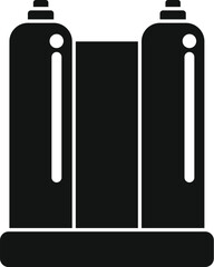 Black double oxygen tank icon in simple style isolated on white background