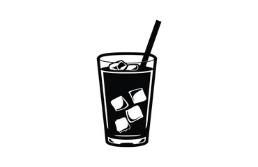 Iced coffee black icon isolated on white background. Vector illustration.