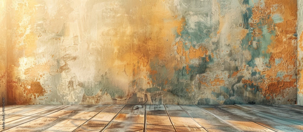 Poster Studio background with a color texture displaying an empty cement wall pattern for showcasing cosmetic and nature products in online sales featuring a copy space image