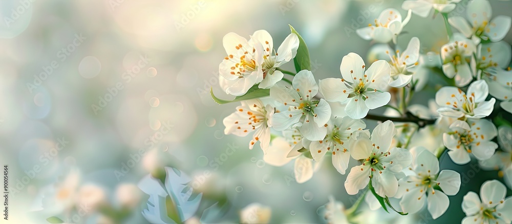 Poster Fresh spring blossoms arranged elegantly against a stunning backdrop with visible copy space image