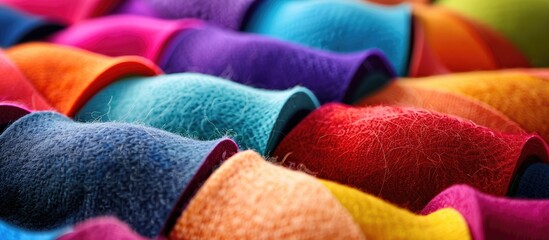 Image displaying the blend of colorful felt textures with copy space image