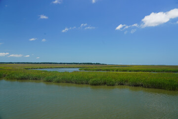 landscape with river and clouds