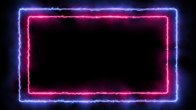 Neon rectangular facecam abstract background overlay, neon frame animated background overlay is made with two neon lines.