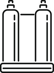 Simple black and white icon of a double oxygen tank, essential equipment for scuba diving and exploring the underwater world