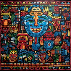 Fototapeta premium Guna Yala Heritage Unveiled Vibrant Panama Mola Tapestry