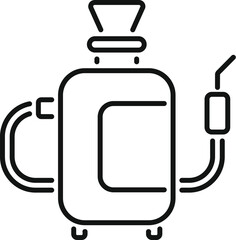 Line art icon of a portable oxygen concentrator, a medical device used to deliver oxygen to patients with respiratory conditions