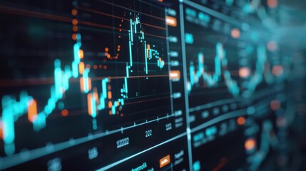 A financial planning concept merges a multiexposure of financial graph holograms with a stock market display
