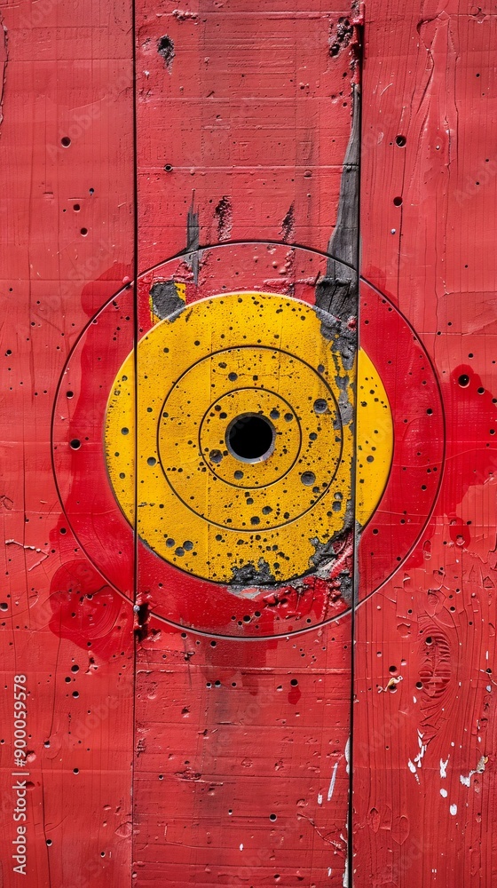Leinwandbilder simple shooting targets and guns with circular target patterns and straight range lines in bright re
