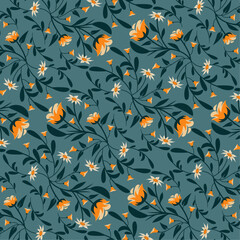 DECORATIVE ART FLORAL 194, YELLOW FLOWER AND DARK GREEN LEAF  PATTERN