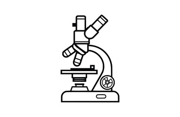 Microscope black icon isolated on white background. Vector illustration.