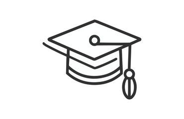 Mortarboard black icon isolated on white background. Vector illustration.