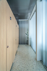 Sleek Modern Locker Hallway in Contemporary Interior Design