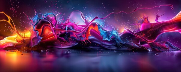 Obraz premium Dreamscape with abstract shapes and vivid colors, Psychedelic, Bright tones, Digital painting