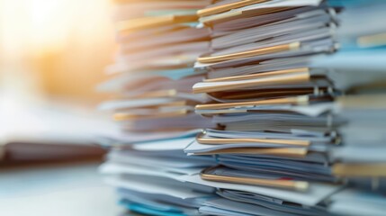 The patient records concept emphasizes thorough medical history documentation, sunlight filtering through the organized files and charts, banner, with copy space