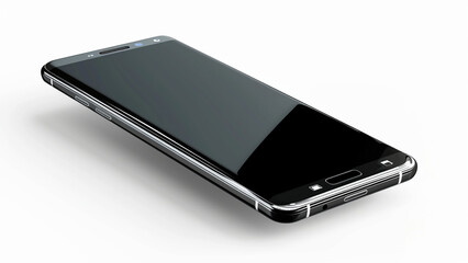 A Phone with a black screen sits isolate on transparent background.